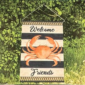 Coastal Welcome Friends Garden Flag with Orange Crab